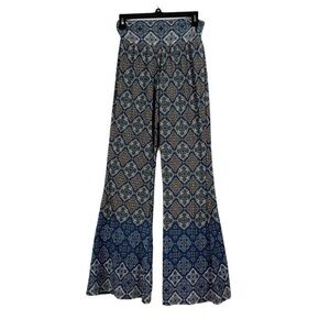 EARTHBOUND Blue and White Patterned Flare Pants